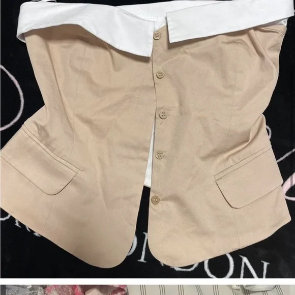 Zara mixed gabardine top, size S - Picture 5 of 5